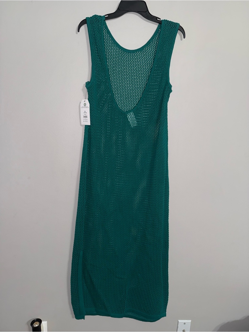 Time and Tru Women’s Emerald Green Crochet Swim Cover-Up Dress XL